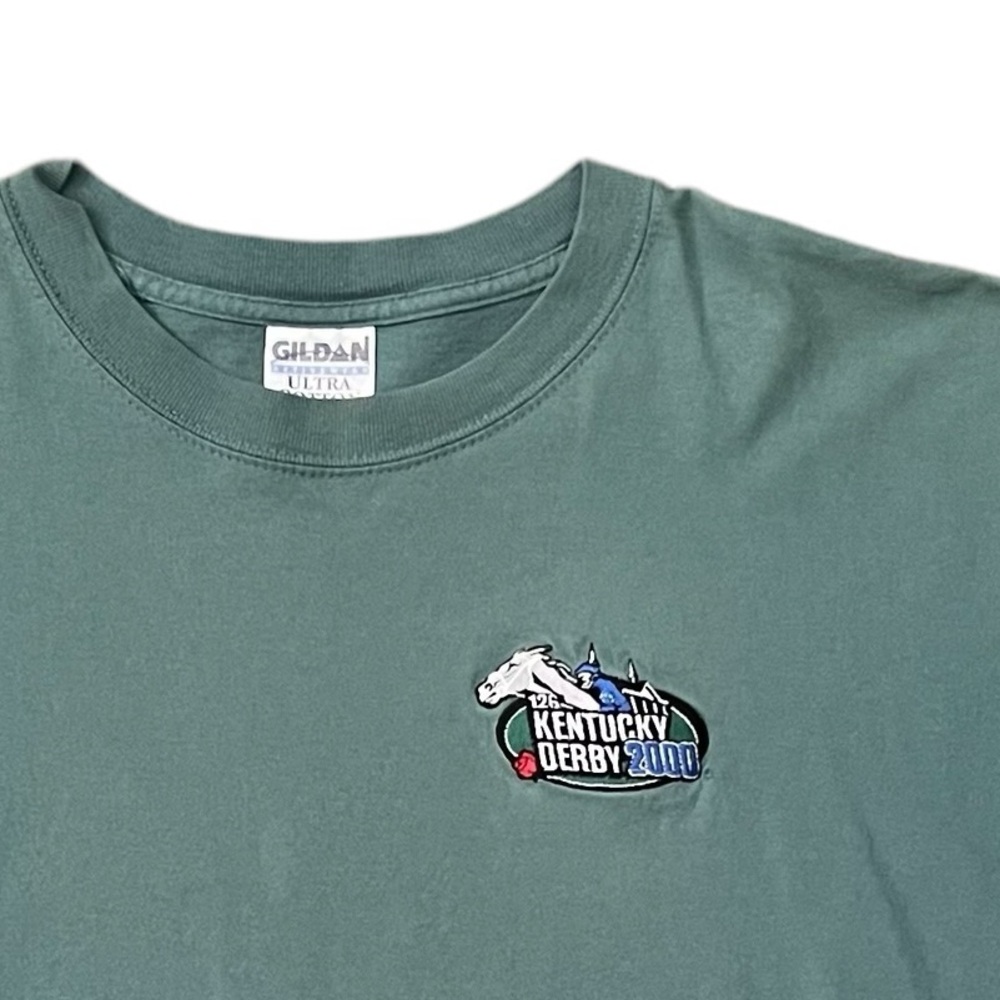 Vtg Y2K Short Sleeve Embroidered Crewneck T-Shirt Kentucky Derby 2000 Green XL